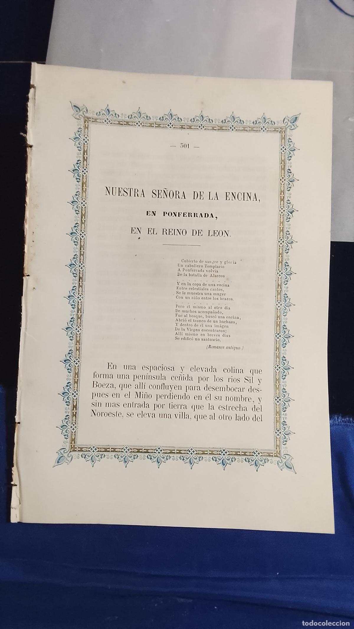 Collectionnisme Papier divers: A&Ntilde;O 1855 Virgen / Semana Santa / RELIGION nuestra se&ntilde;ora de la encina Ponferrada Reino de Le&oacute;n