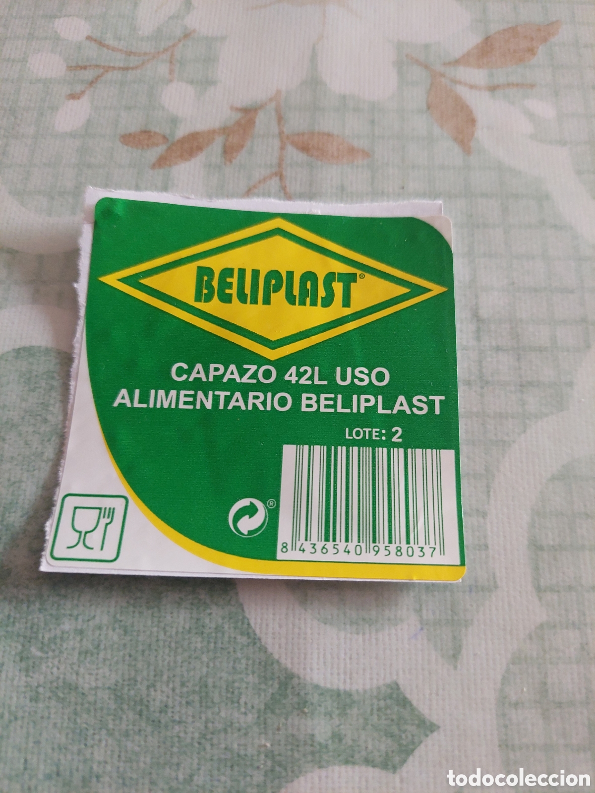 Collectionnisme Papier divers: Etiqueta Beliplast capazo alimentaci&oacute;n