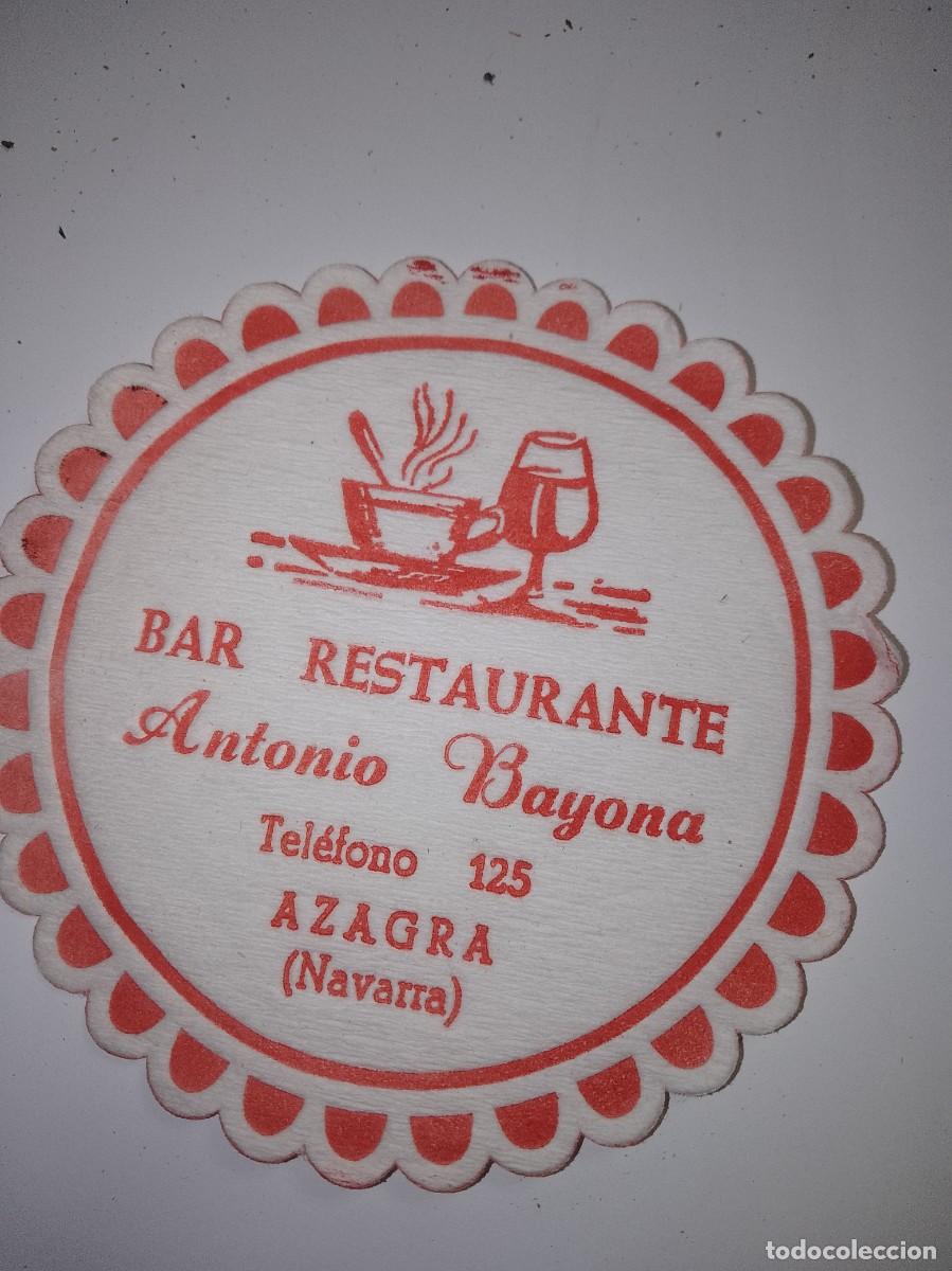Otros art&iacute;culos de coleccionismo en papel: Posavaso a&ntilde;os 50/60 bar restaurante Antonio Bayona azagra Navarra