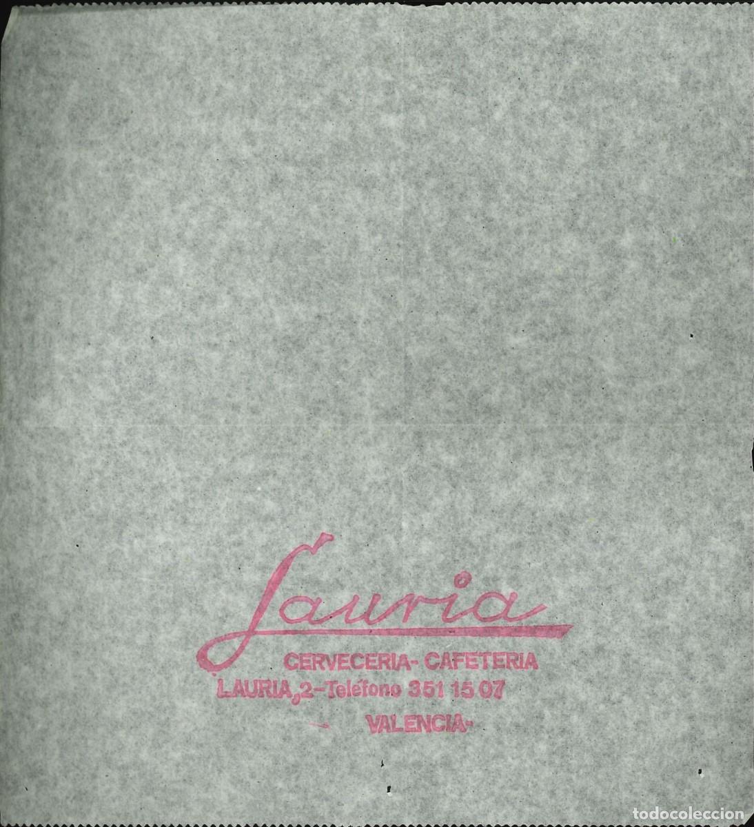 Sammelleidenschaft Andere Papierartikel: SERVILLETA PAPEL - CERVECERIA CAFETERIA LAURIA (VALENCIA) - TINTA ROJA