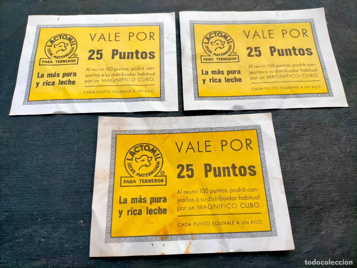 Paper Collecting Others: Lote 3 vales vale por 25 puntos Lactomil leche maternizada la m&aacute;s pura magnifico cubo