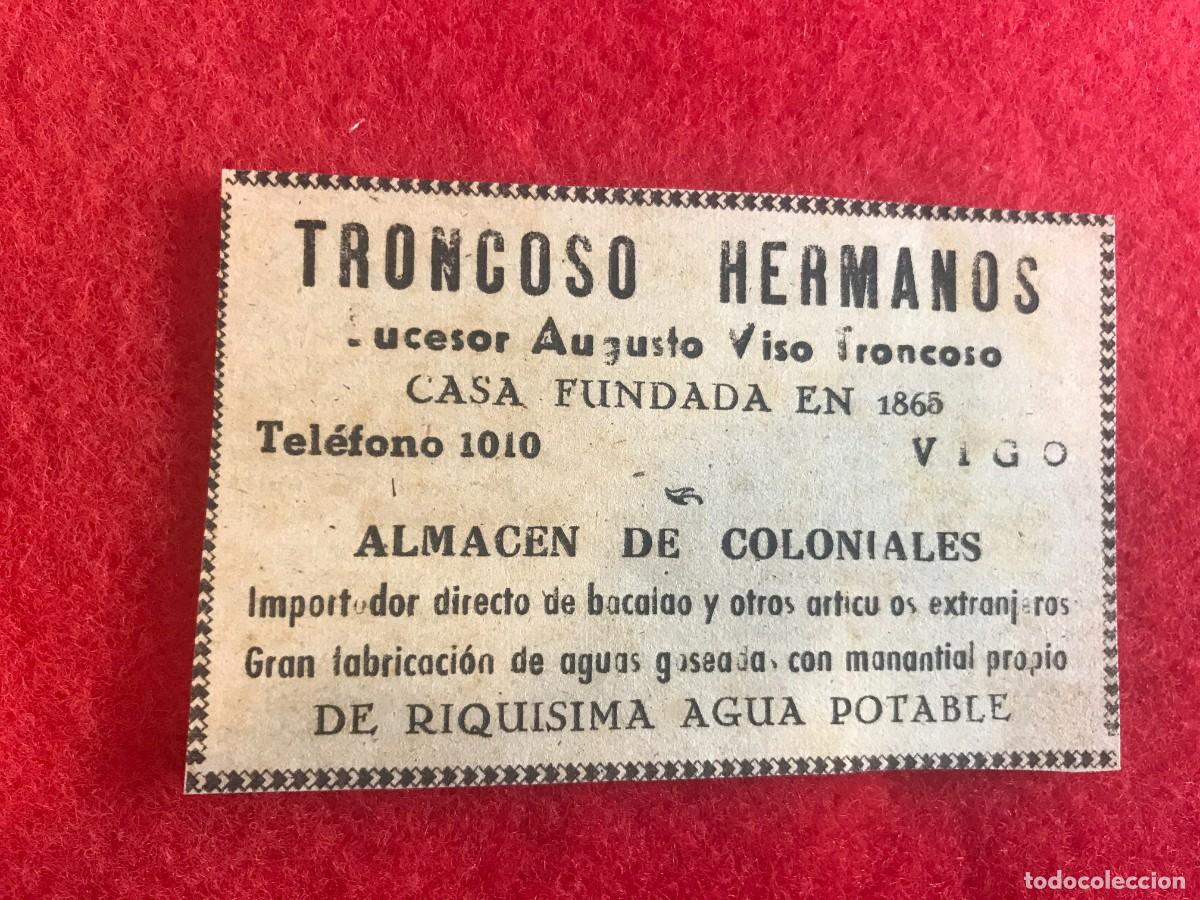 Sammelleidenschaft Andere Papierartikel: ANUNCIO DEL A&Ntilde;O 1943. TRONCOSO HERMANOS. ALMAC&Eacute;N DE COLONIALES. VIGO. 10 X 6CM