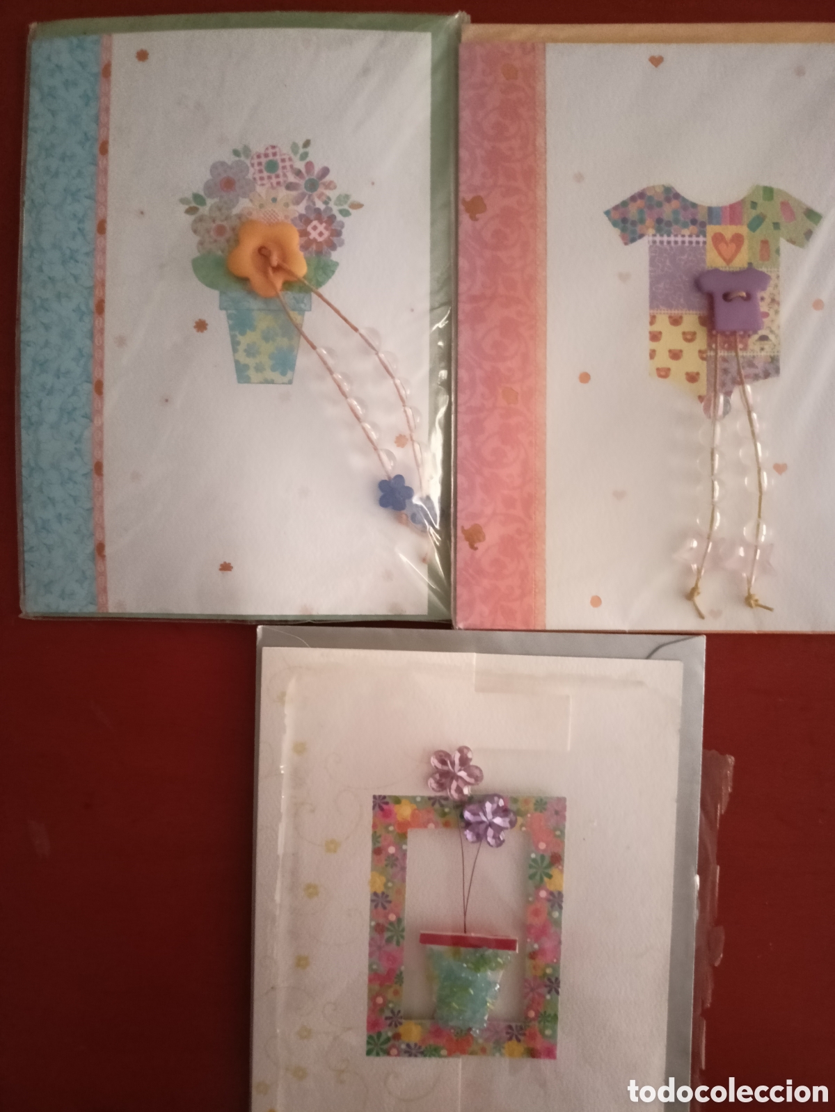 Altri oggetti di carta: 3 tarjeta regalo o felicitaci&oacute;n con su sobre. Nuevo