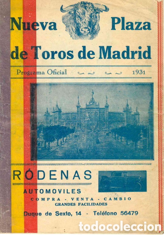 Otros Art&iacute;culos de Coleccionismo en Papel: PROGRAMA OFICIAL DE LA INAUGURACI&Oacute;N DE LA PLAZA DE TOROS DE LAS VENTAS EN MADRID. 1931 DOC-94