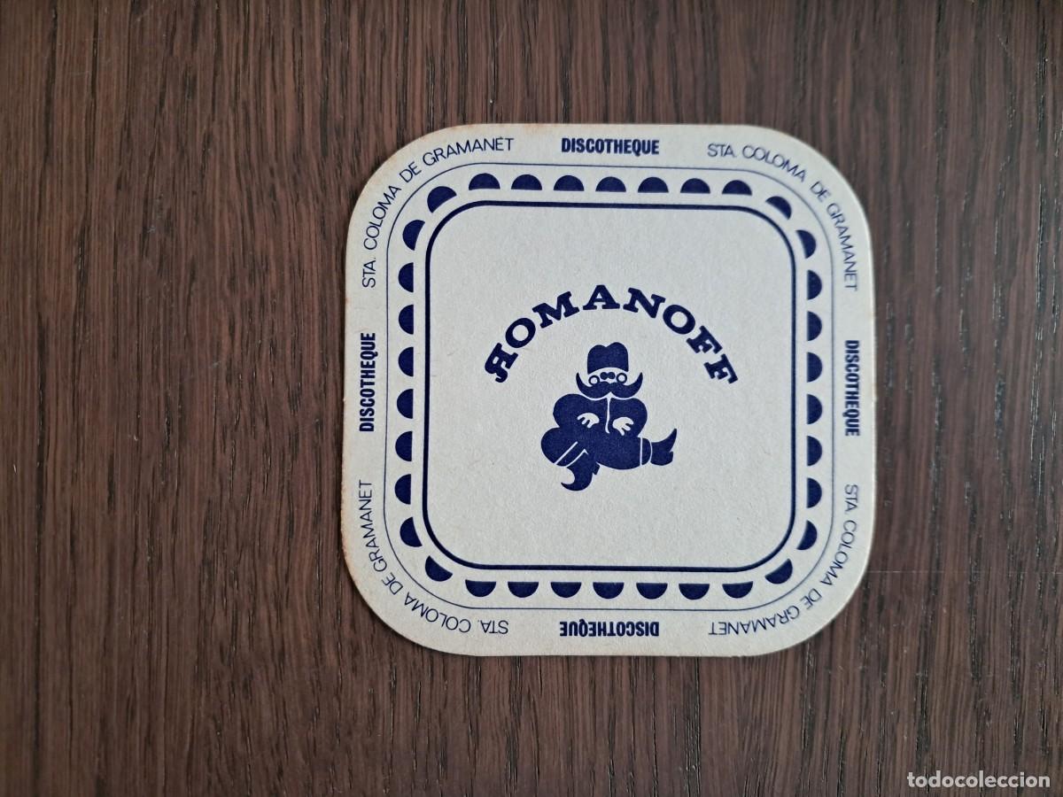 Otros art&iacute;culos de coleccionismo en papel: posavasos de publicidad, discotheque Romanoff, Santa Coloma de Gramanet, Barcelona.
