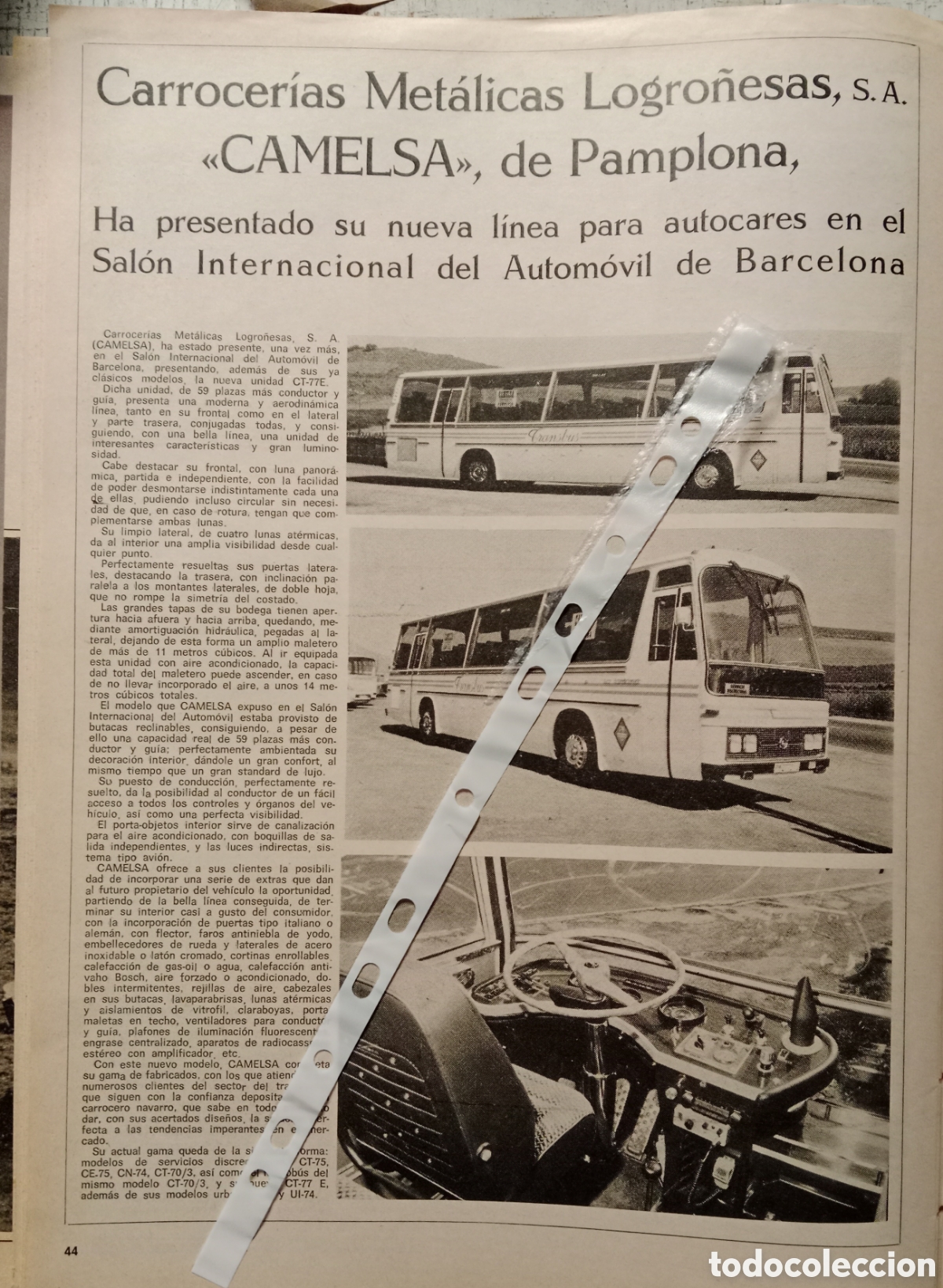 Outros artigos de papel: Reportaje autob&uacute;s carrocer&iacute;as de camelsa de 1977