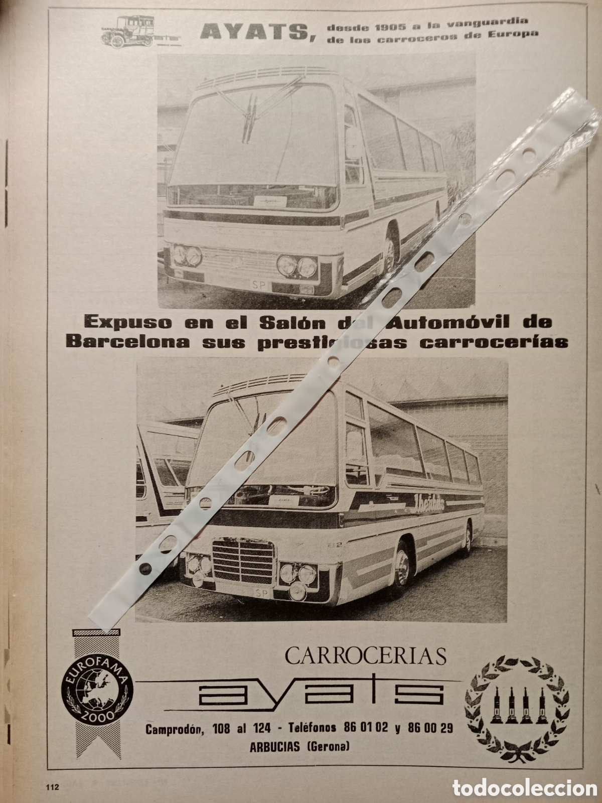 Outros artigos de papel: Publicidad autob&uacute;s carrocer&iacute;as ayats de 1977