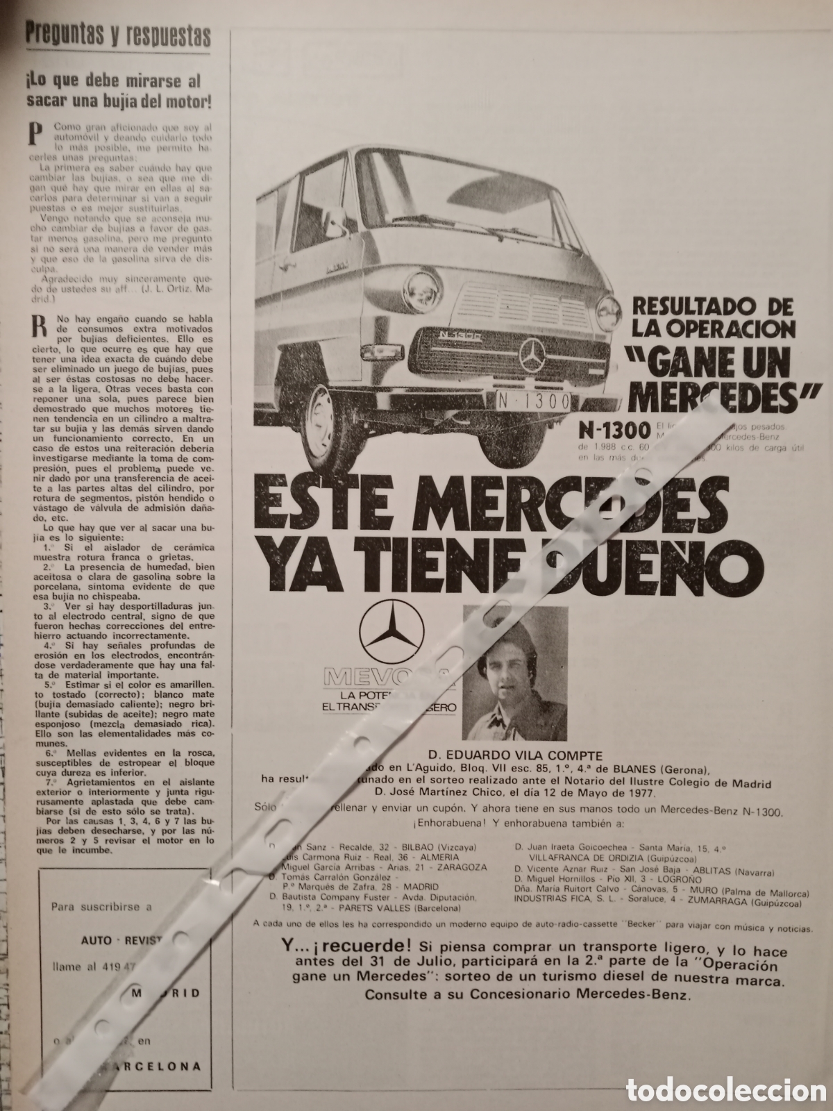 Outros artigos de papel: Publicidad furgoneta mercedes Benz M 1300 de 1977
