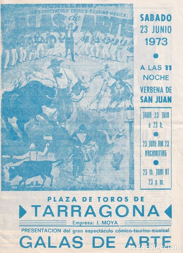 Sammelleidenschaft Andere Papierartikel: Plaza Toros Tarragona 1973 : Verbena de San Juan - Espect&aacute;culo c&oacute;mico-taurino-musical Galas de Arte