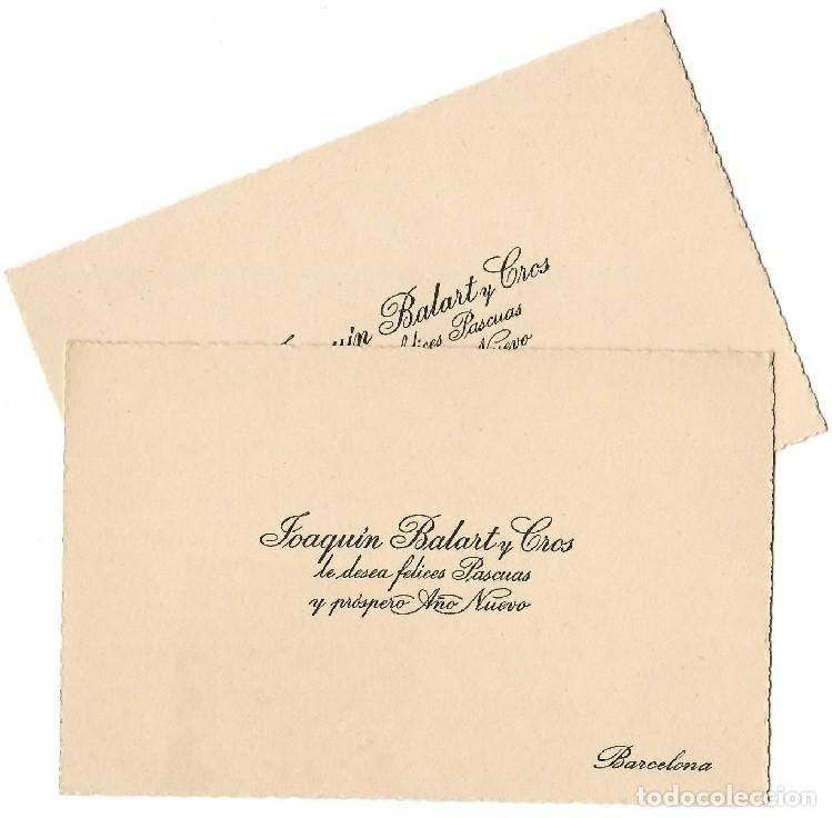 Otros Art&iacute;culos de Coleccionismo en Papel: 2 Tarjetas de felicitaci&oacute;n navide&ntilde;a - Joaqu&iacute;n Balart y Gros &middot; Barcelona / Felices Pascuas