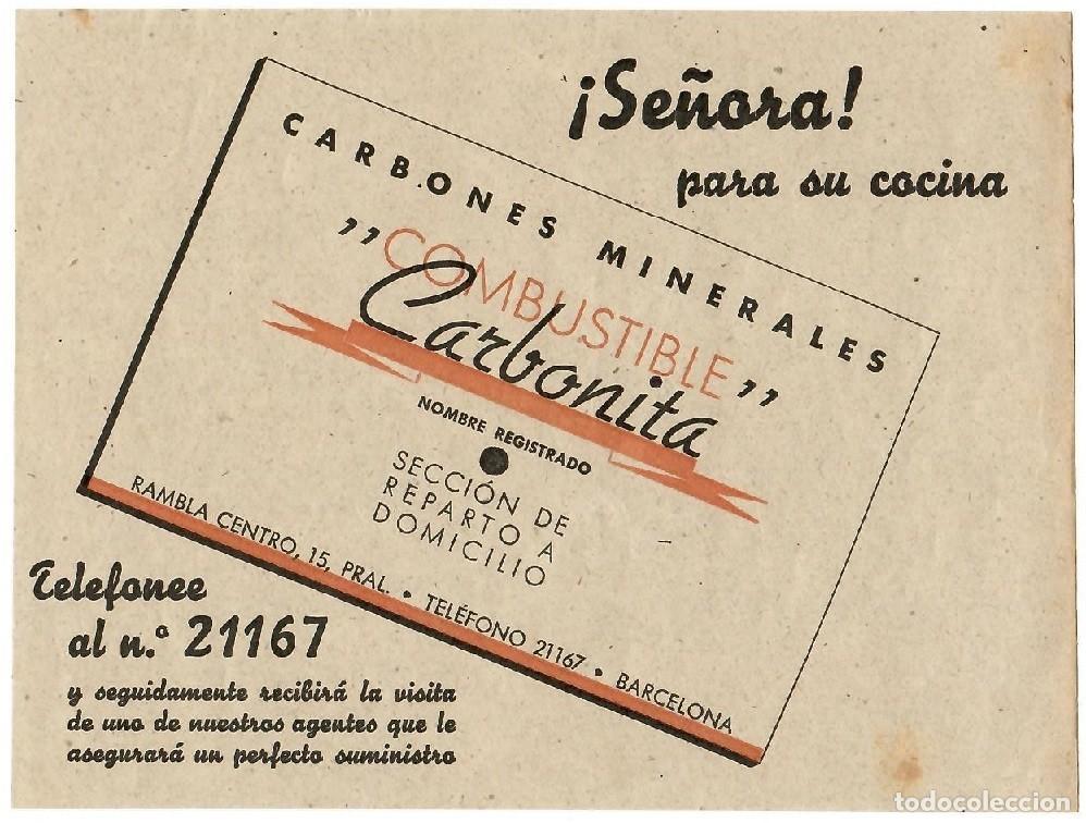 Otros Art&iacute;culos de Coleccionismo en Papel: Hoja publicitaria - &iexcl;Se&ntilde;ora! Para su cocina Carbones minerales Combustible Carbonita