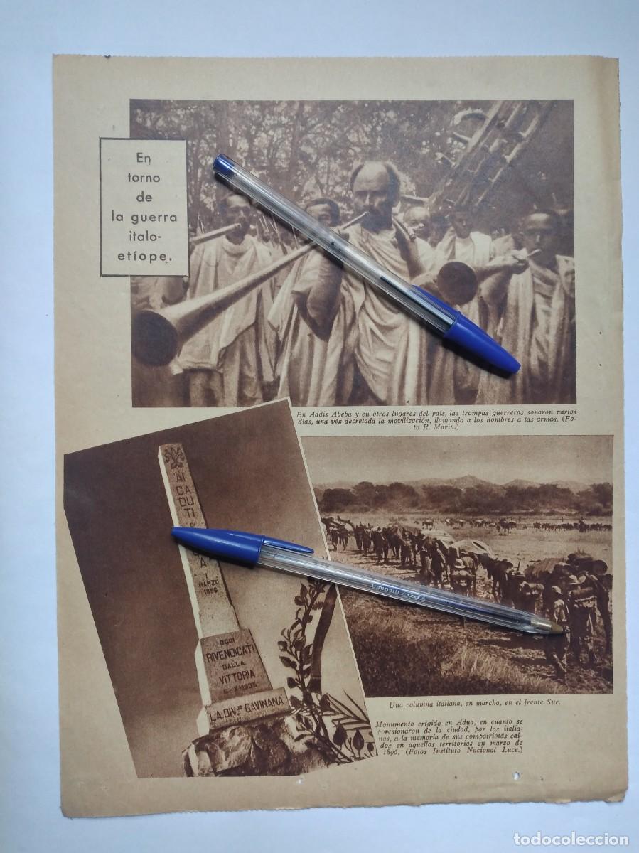 Paper Collecting Others: GUERRA ITALIA ETIOP&Iacute;A ADDIS ABEBA MONUMENTO CAIDOS EN ADUA COLUMNA ITALIANA HOJA DE PRENSA A&Ntilde;O 1935