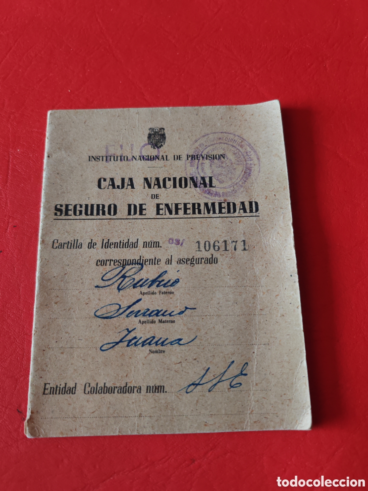 Otros Art&iacute;culos de Coleccionismo en Papel: Cartilla caja Nacional seguro de enfermedades