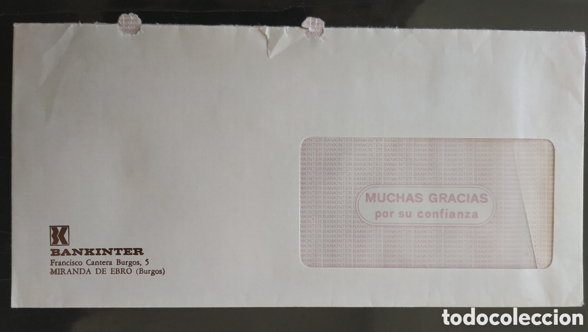 Otros art&iacute;culos de coleccionismo en papel: Sobre del Bankinter de Miranda de Ebro - Foto 1