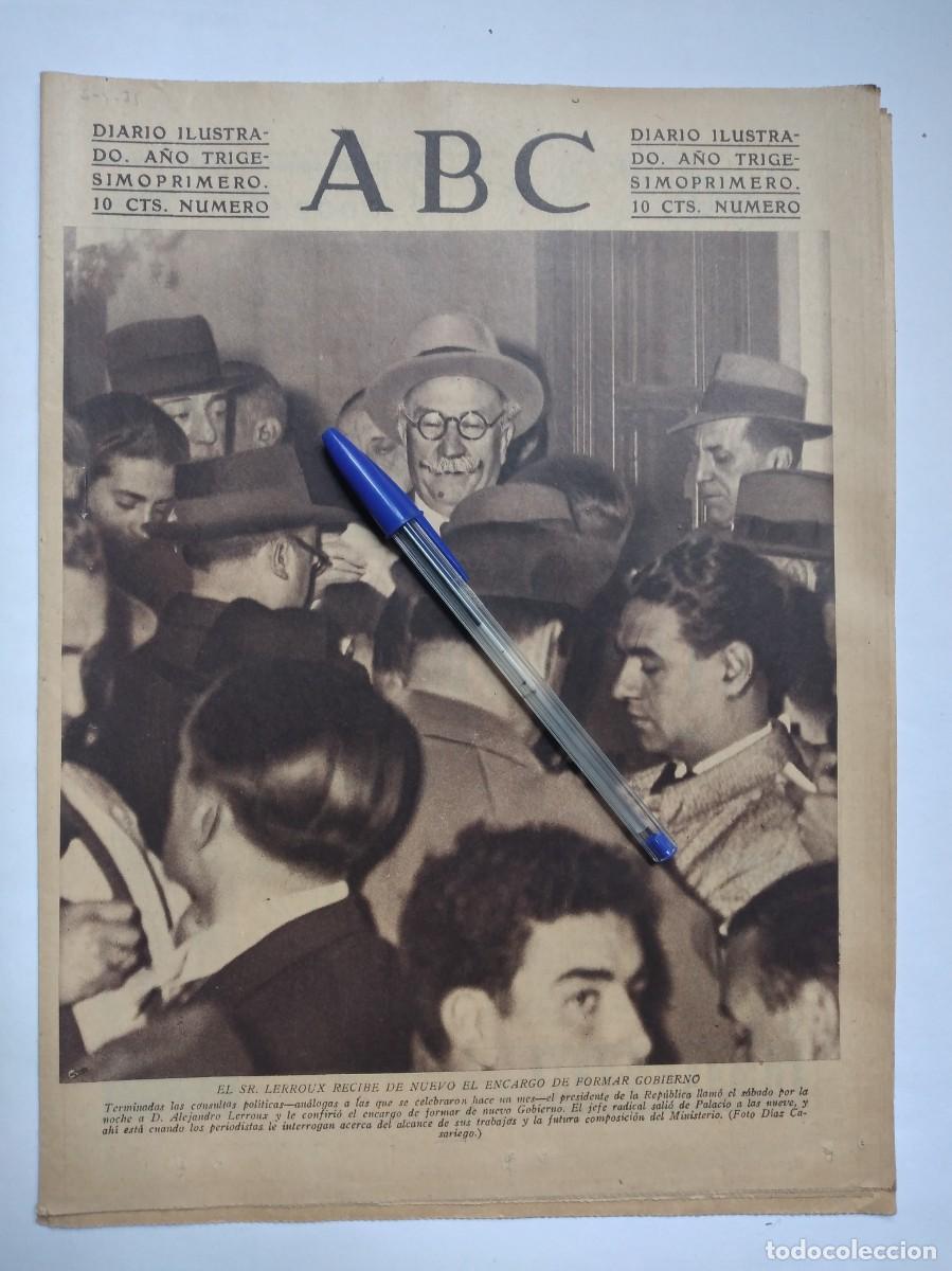 Paper Collecting Others: ALEJANDRO LERROUX SALIENDO DE PALACIO DESPU&Eacute;S ENTREVISTA PRESIDENTE REP&Uacute;BLICA HOJA DE PRENSA 1935