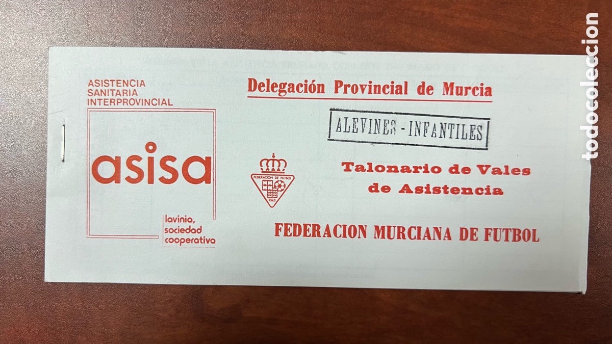 Otros Art&iacute;culos de Coleccionismo en Papel: Talonario De Vales De Asistencia , FEDERACI&Oacute;N MURCIANA DE FUTBOL, MURCIA
