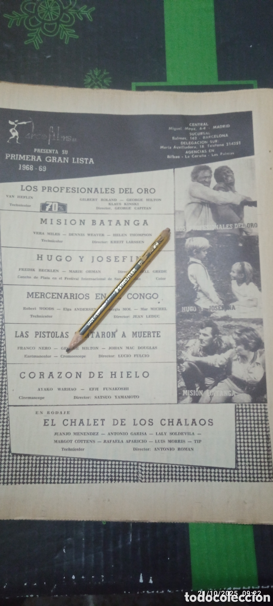 Outros artigos de papel: RECORTE CINE HUGO Y JOSEFINA ,CORAZON DE HIELO,EL CHALET DE LOS CHALAOS,MISION BATANGA,ETC.A&Ntilde;OS 60