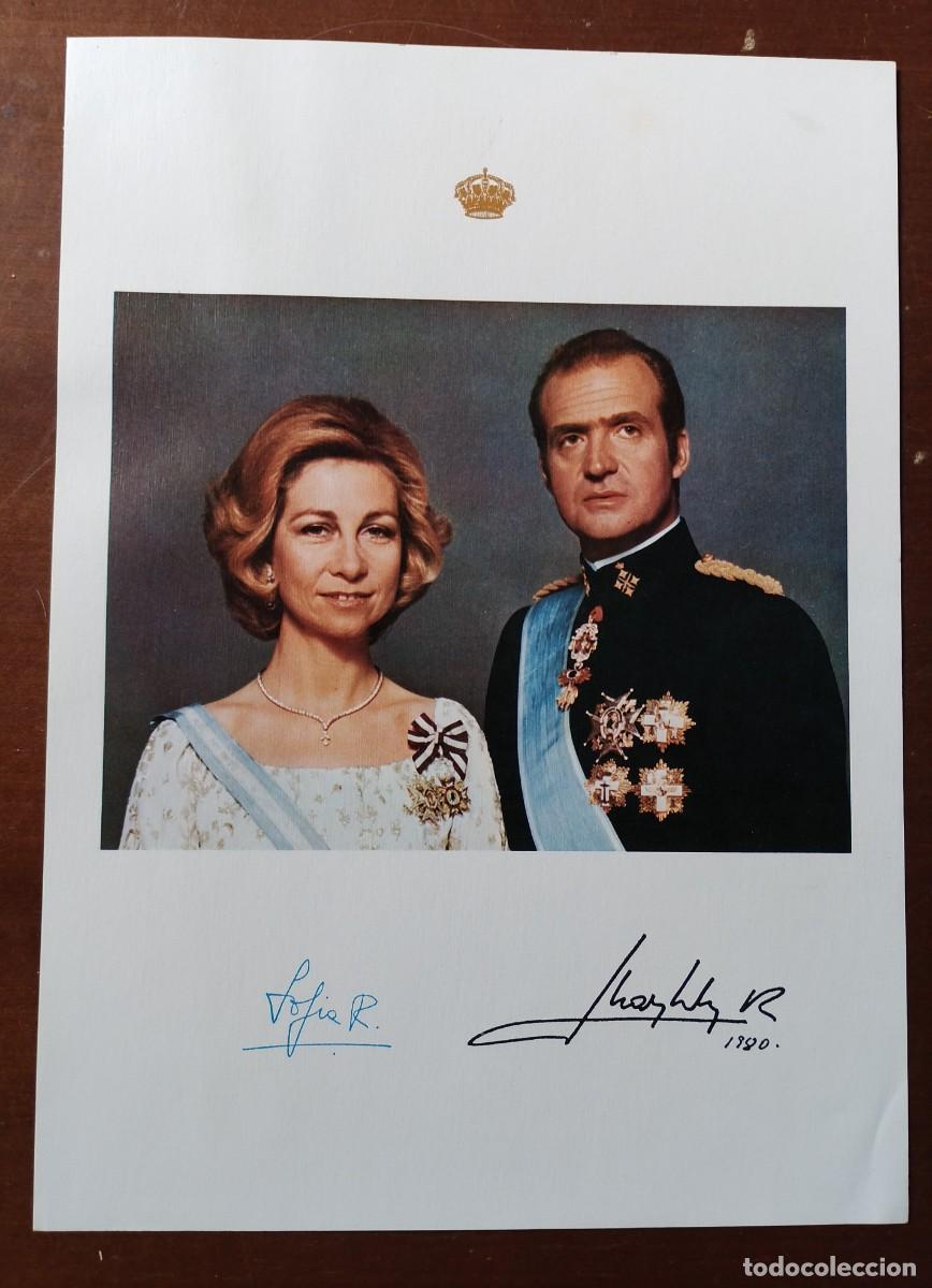 Otros art&iacute;culos de coleccionismo en papel: Impreso oficial de foto de los anteriores reyes con firmas