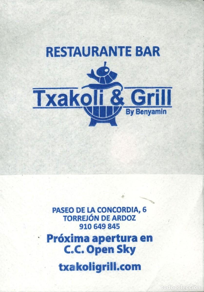 Otros Art&iacute;culos de Coleccionismo en Papel: SERVILLETA PAPEL - RESTAURANTE BAR TXACOLI & GRILL - TORREJON DE ARDOZ (MADRID)