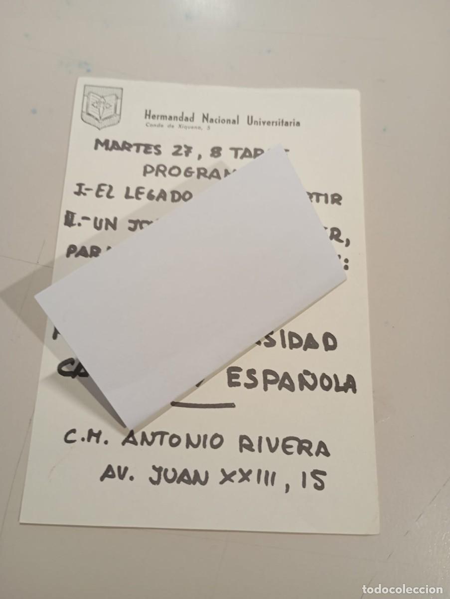 Otros art&iacute;culos de coleccionismo en papel: HOJA FLYER HERMANDAD NACIONAL UNIVERSITARIA SOBRE JOSE ANTONIO 1980 REF. UR MES 1 A