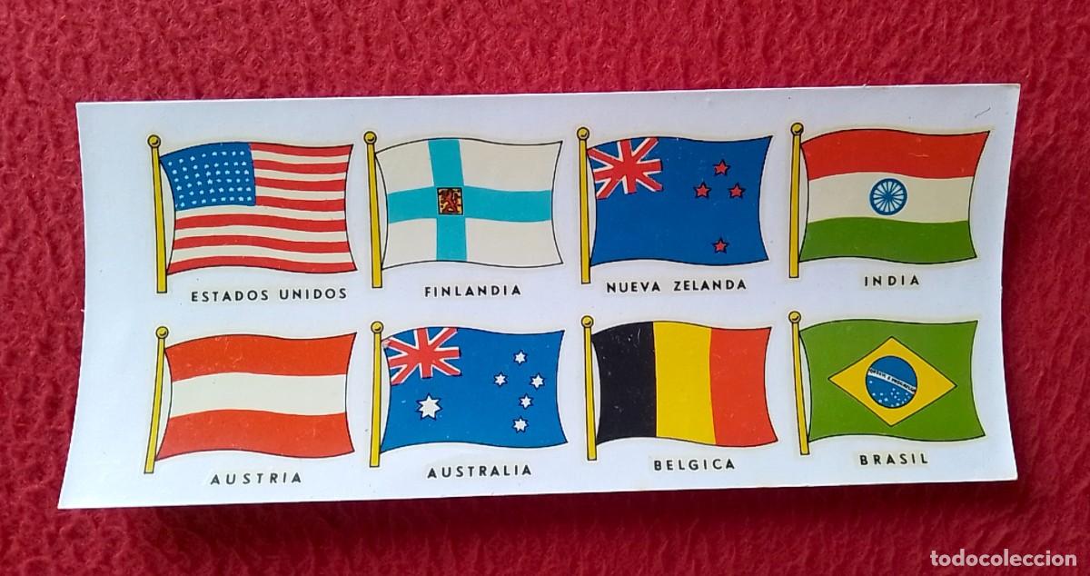 Otros Art&iacute;culos de Coleccionismo en Papel: ANTIGUA CALCOMAN&Iacute;A TRANSFER DECALCOMANIE DECAL CALCOMAN&Iacute;AS ORTEGA BANDERAS FLAGS INDIA BRASIL ETC...