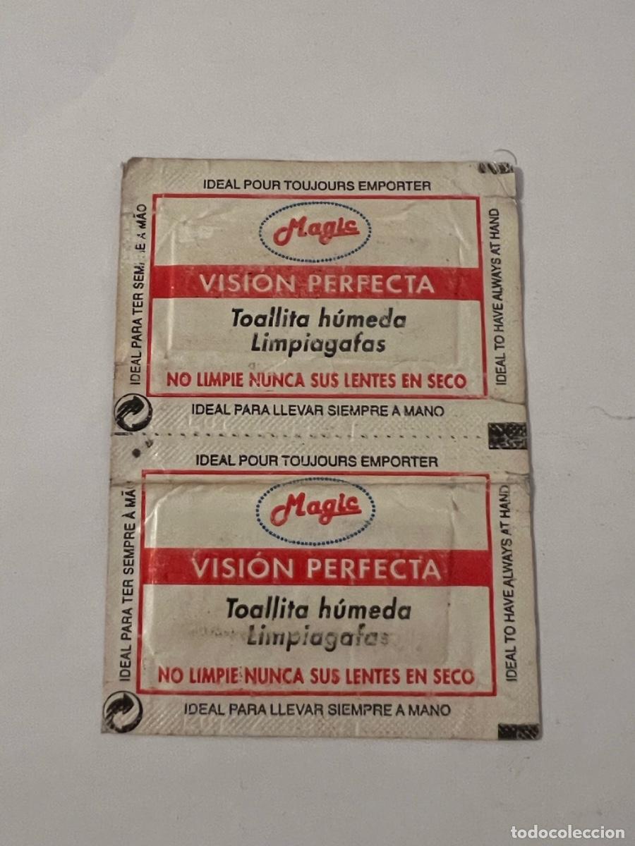 Outros artigos de papel: 2 antiguas toallitas h&uacute;medas limpiagafas MAGIC para colecci&oacute;n