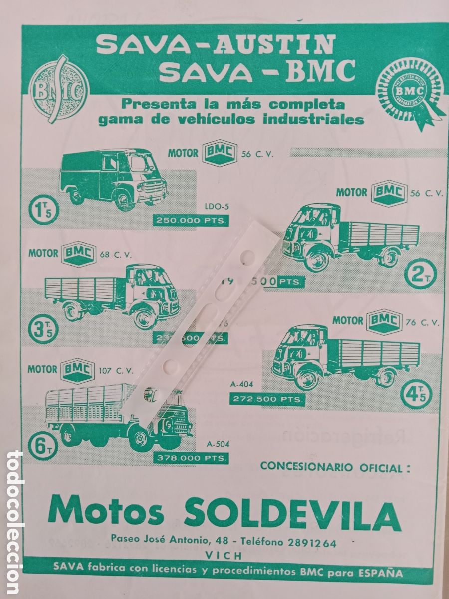 Collectionnisme Papier divers: Publicidad cami&oacute;n sava bmc de 1963