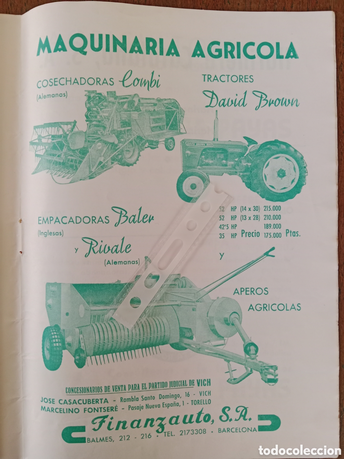 Collectionnisme Papier divers: Publicidad maquinaria agr&iacute;cola finanzauto cosechadora tractor de 1963
