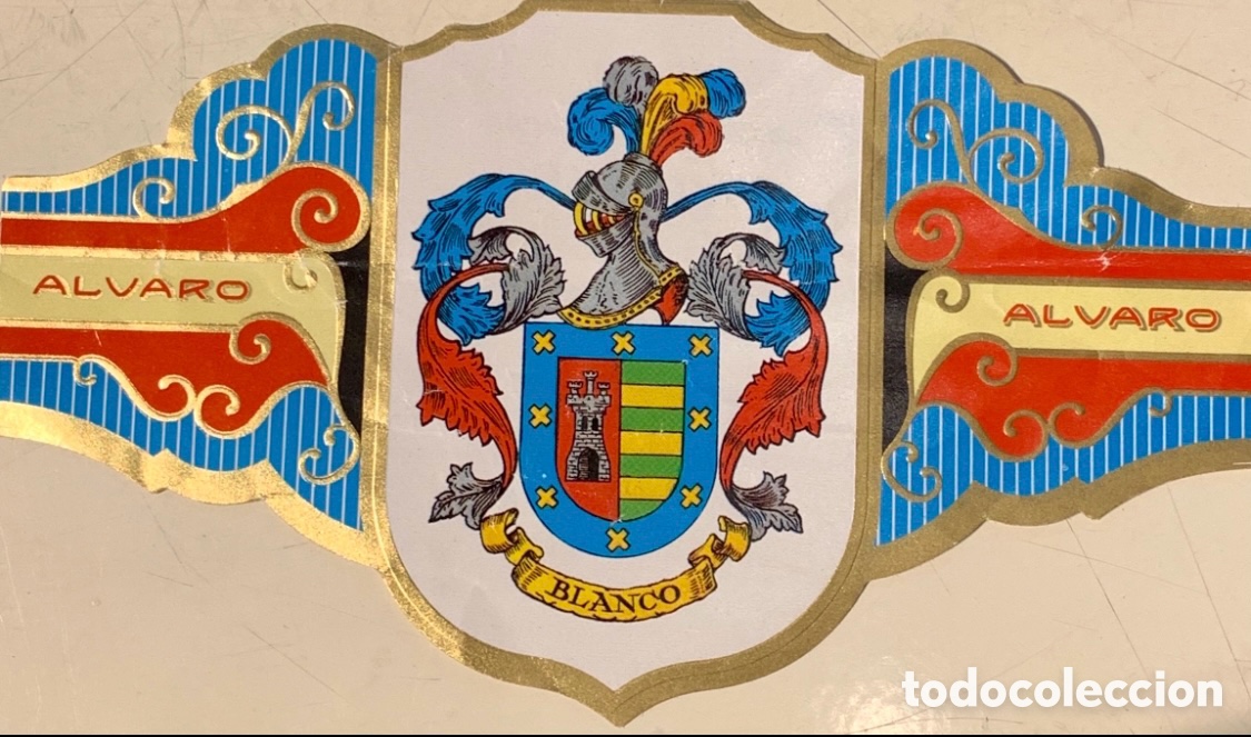 Otros Art&iacute;culos de Coleccionismo en Papel: Vitola. Tabaco ALVARO. Serie Her&aacute;ldica I. &ldquo;Blanco&rdquo;. A&ntilde;os 70.