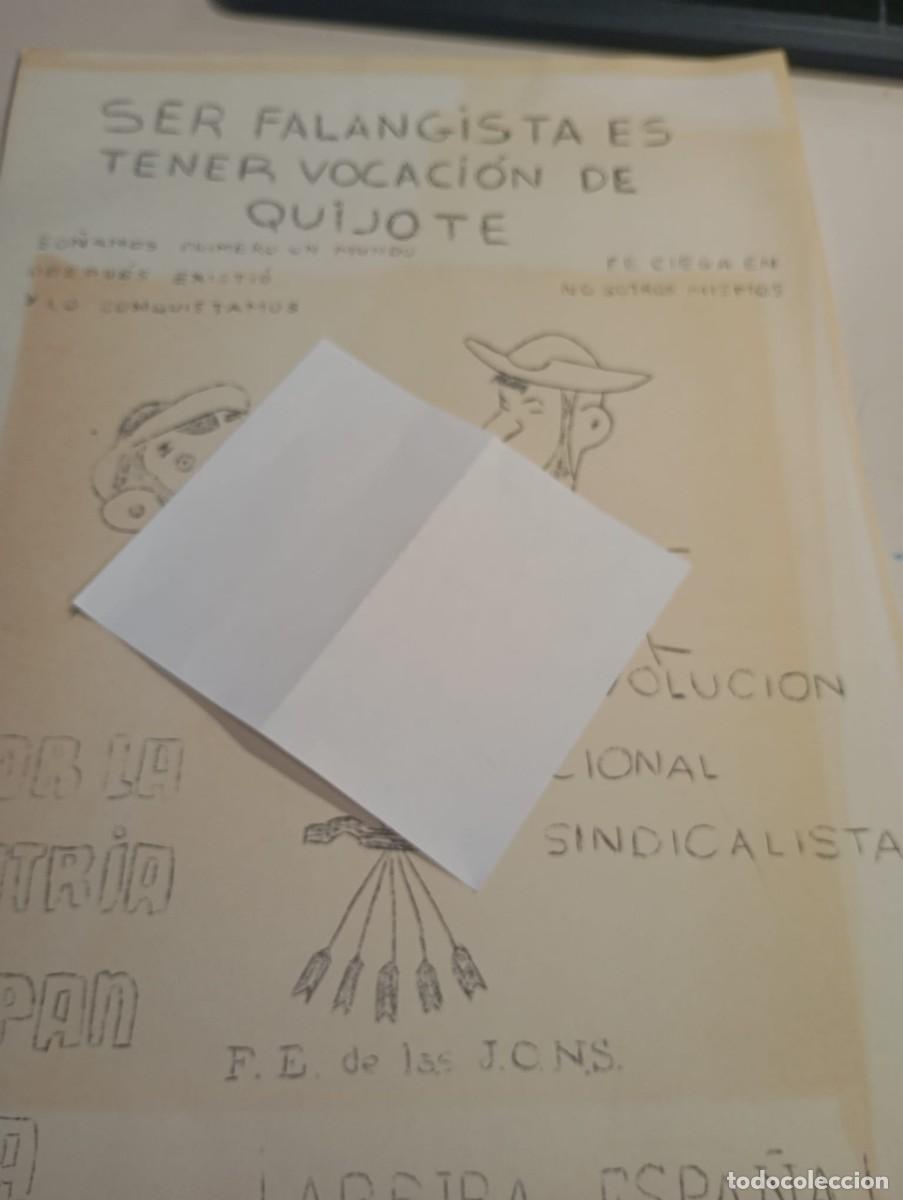 Otros Art&iacute;culos de Coleccionismo en Papel: HOJA SER FALANGISTA ES TENER VOCACI&Oacute;N DE QUIJOTE. C/ HILERAS. A&Ntilde;O 1978 REF. UR MES 4 A