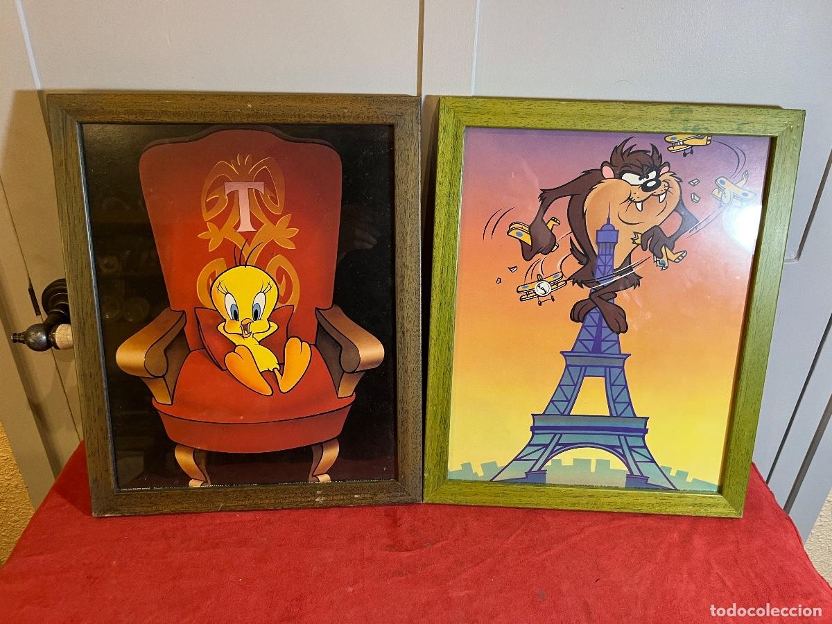 Otros Art&iacute;culos de Coleccionismo en Papel: Lote 2 cuadros Looney Tunes Warner Bros 1998-1999 &ndash; Piol&iacute;n y el Demonio de Tasmania &ndash; enmarcados ori