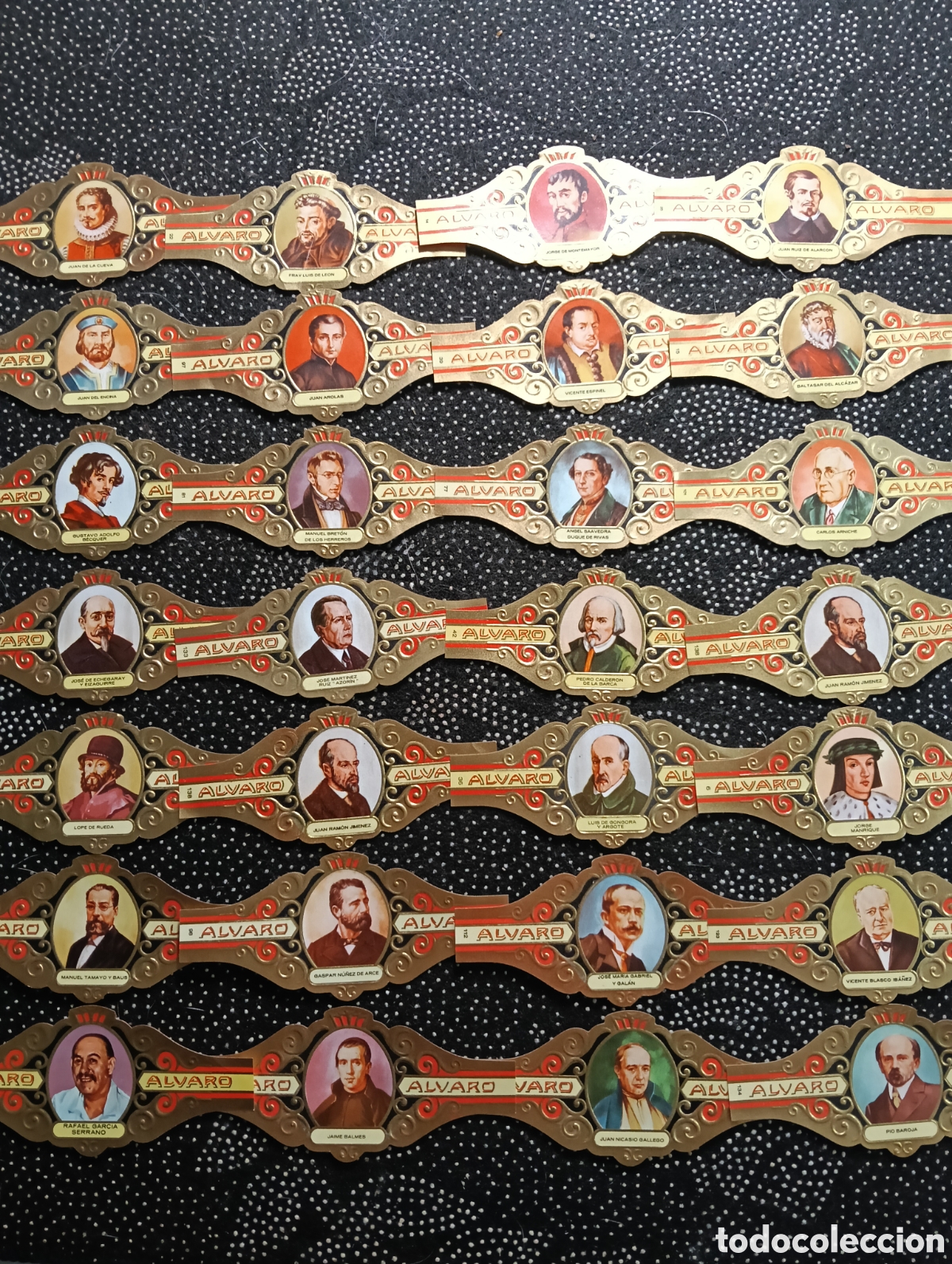 Otros Art&iacute;culos de Coleccionismo en Papel: Lote de 28 vitolas diferentes de la serie LITERATOS, cigarros &Aacute;lvaro, Tenerife, Espa&ntilde;a