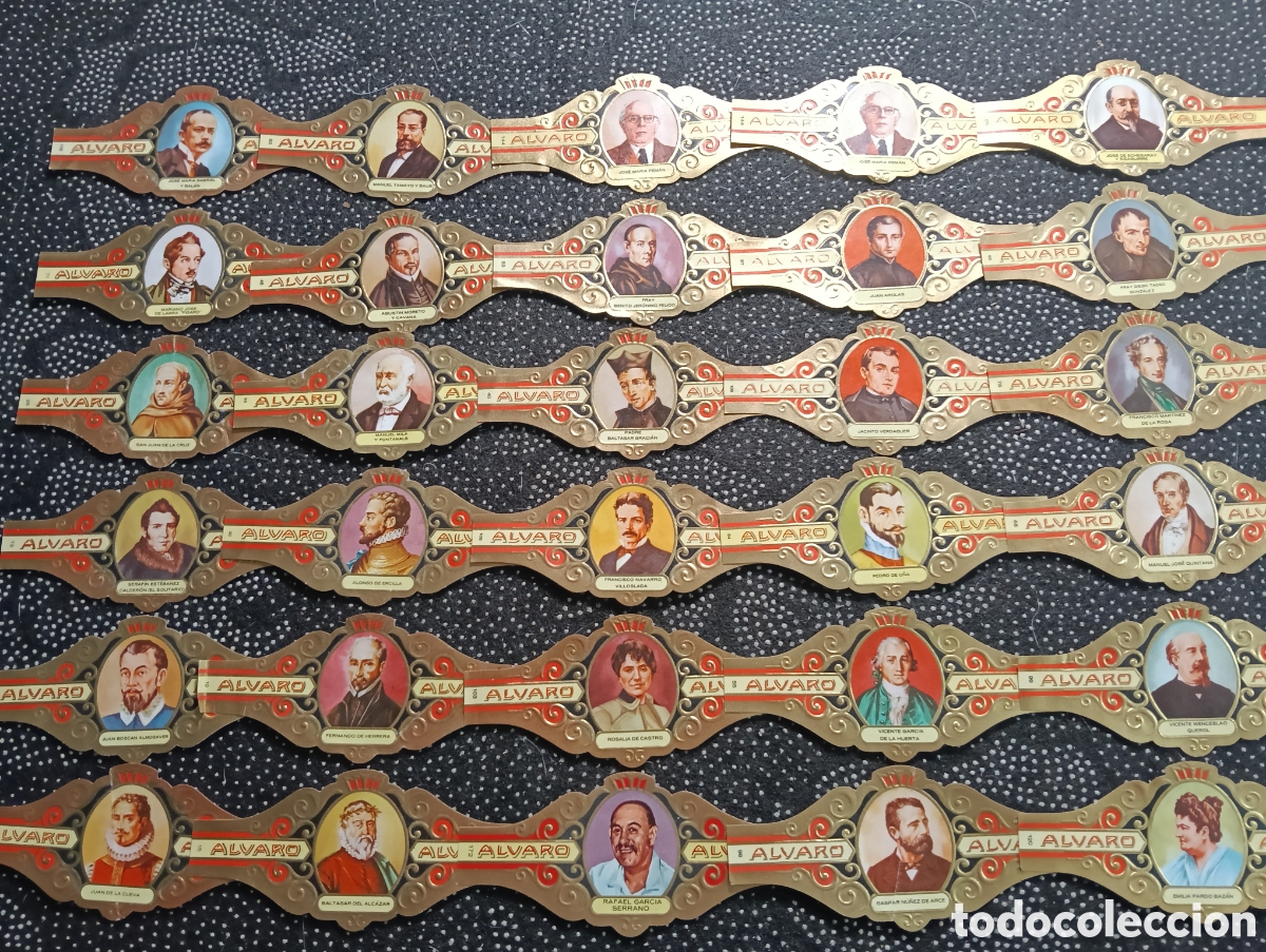 Otros Art&iacute;culos de Coleccionismo en Papel: Lote de 30 vitolas diferentes de la serie LITERATOS, cigarros &Aacute;lvaro, Tenerife, Espa&ntilde;a