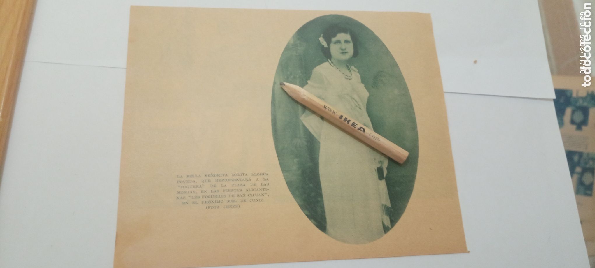 Sammelleidenschaft Andere Papierartikel: A&Ntilde;O 1933 RECORTE A2-LOLITA LLORCA POVEDA ALICANTE