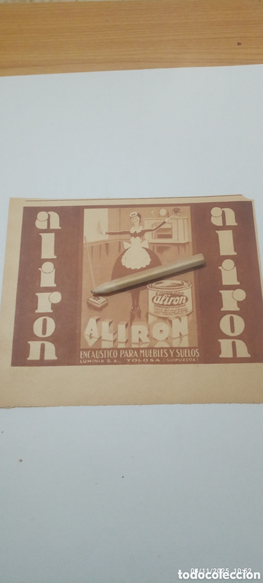 Otros Art&iacute;culos de Coleccionismo en Papel: A&Ntilde;O 1933 RECORTE A2-PUBLICIDAD ALIRON LIMPIEZA