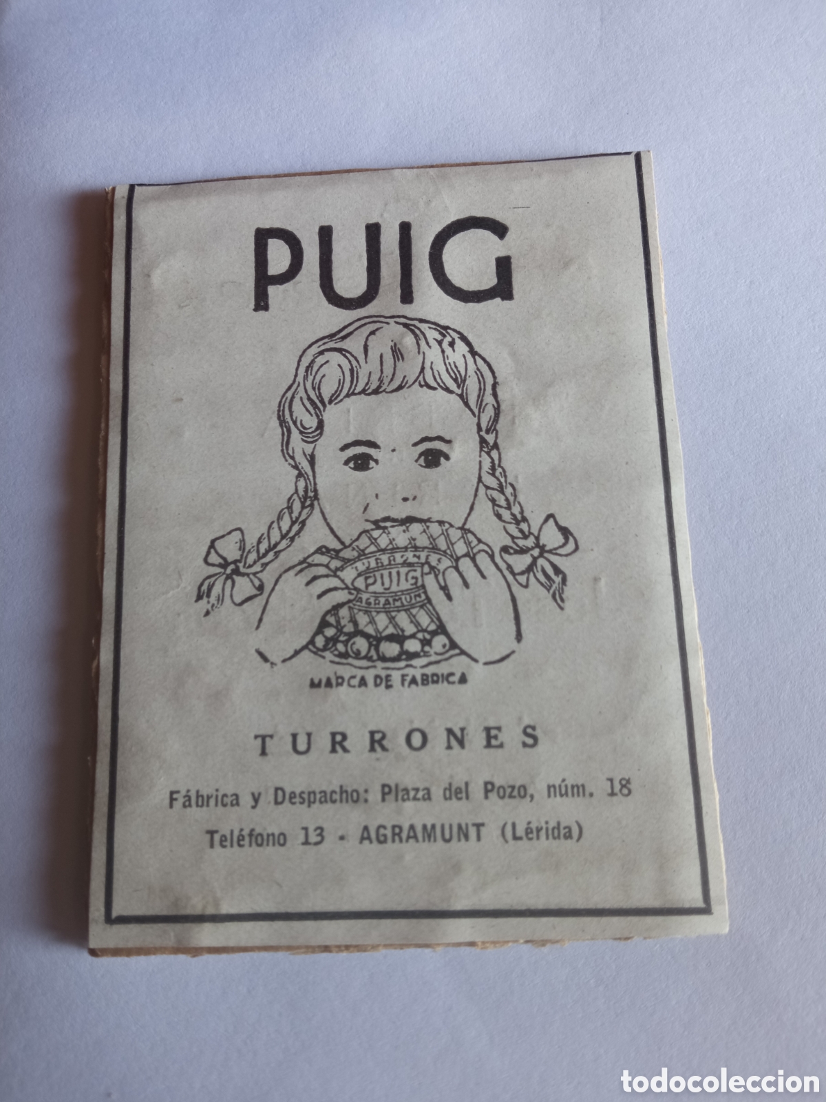 Otros art&iacute;culos de coleccionismo en papel: Antiguo recorte publicidad, Turrones Puig, Agramunt, (L&eacute;rida) mide 82x62 mm