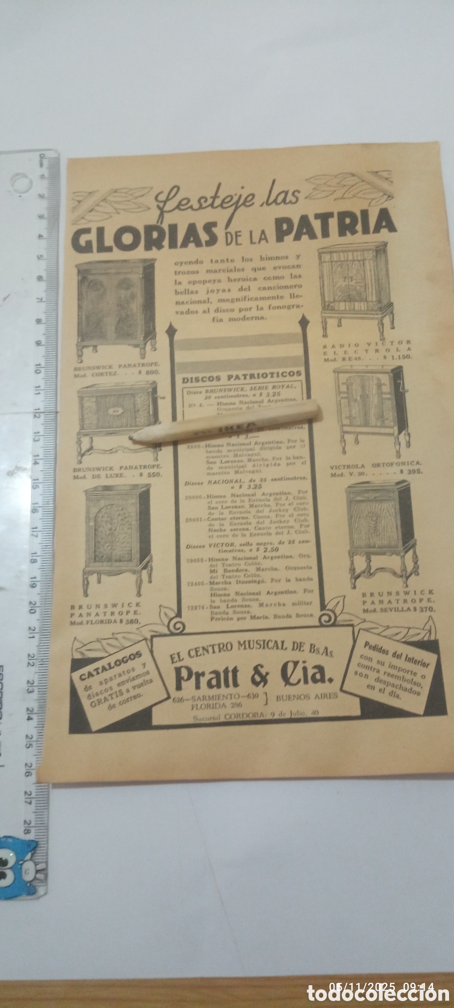 Paper Collecting Others: A&Ntilde;O 1930 A2 RECORTE PUBLICIDAD RADIOS VICTROLA BRUNSWICK PANATROPE MUSICA