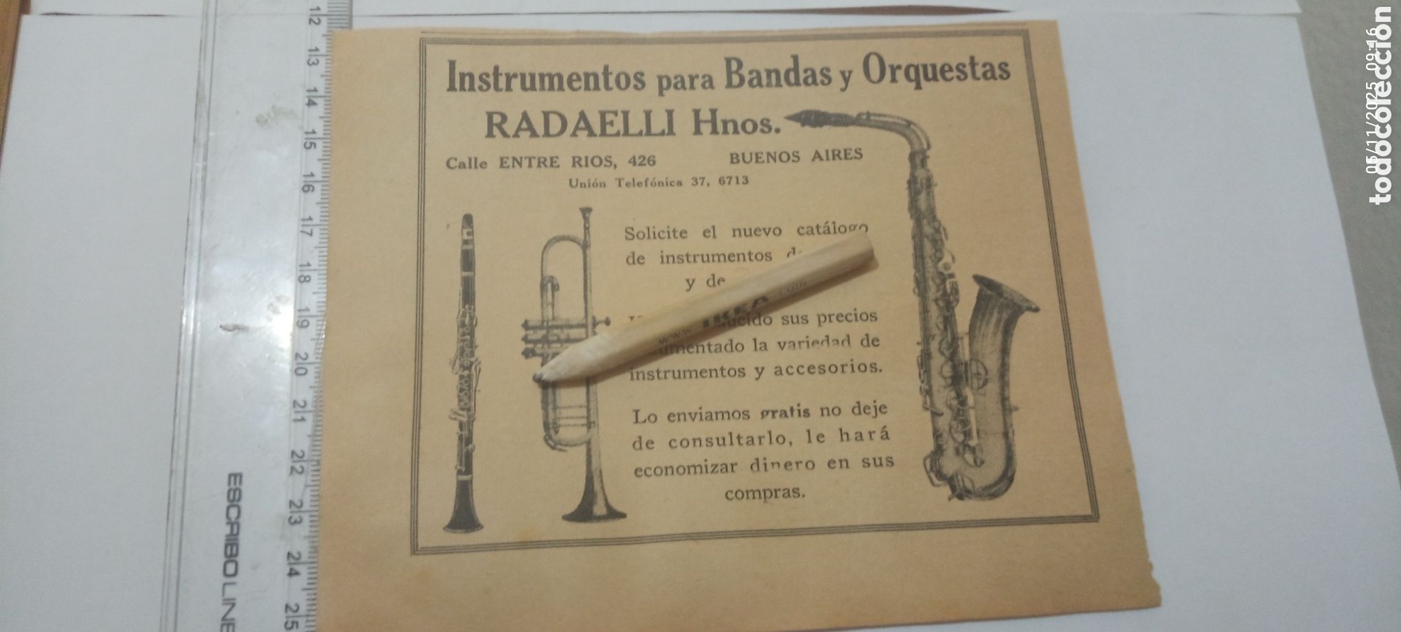 Sammelleidenschaft Andere Papierartikel: A&Ntilde;O 1930 A2 RECORTE PUBLICIDAD RADAELLI INSTRUMENTOS BANDAS Y ORQUESTAS