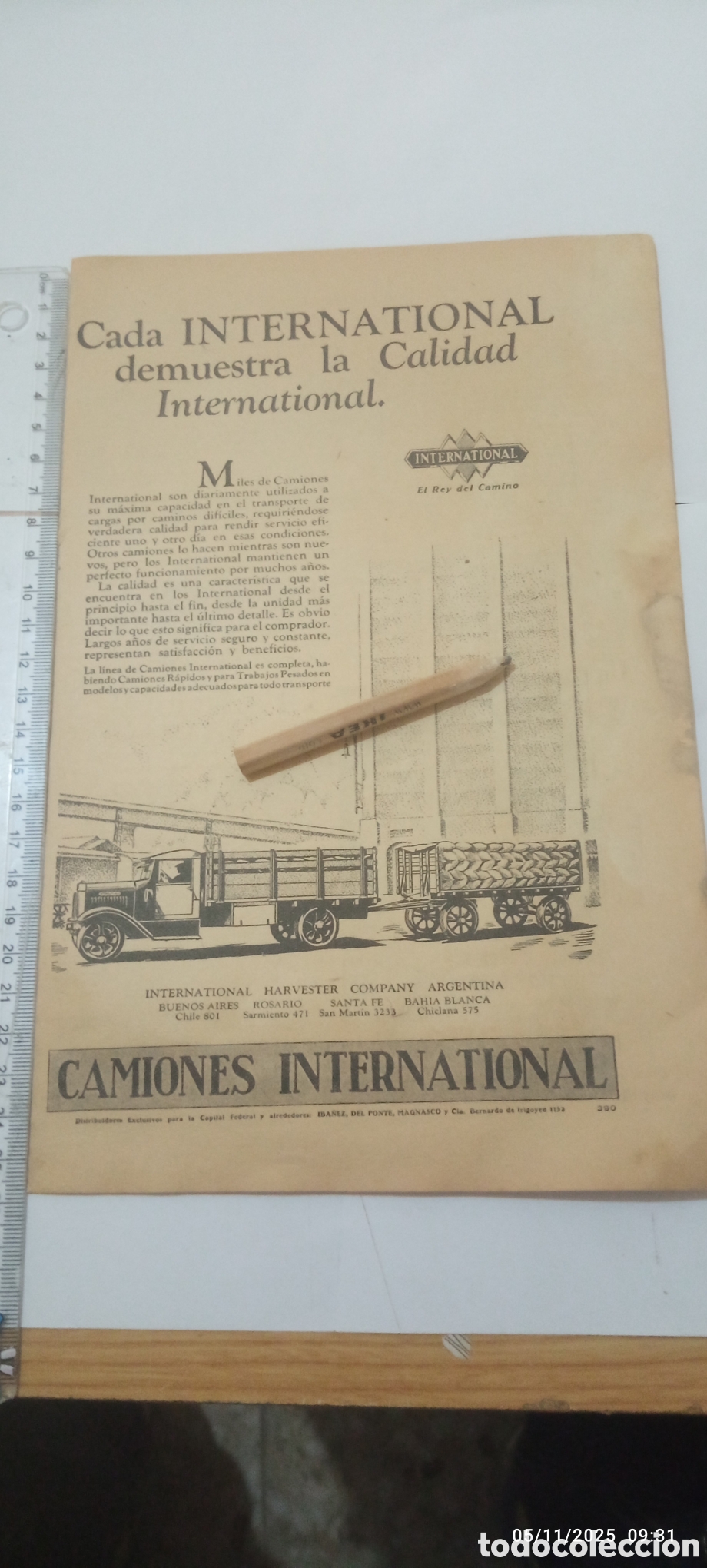 Otros Art&iacute;culos de Coleccionismo en Papel: RECORTE PUBLICIDAD CAMIONES INTERNACIONAL HARVESTRE ARGENTINA A&Ntilde;O 1930 A2
