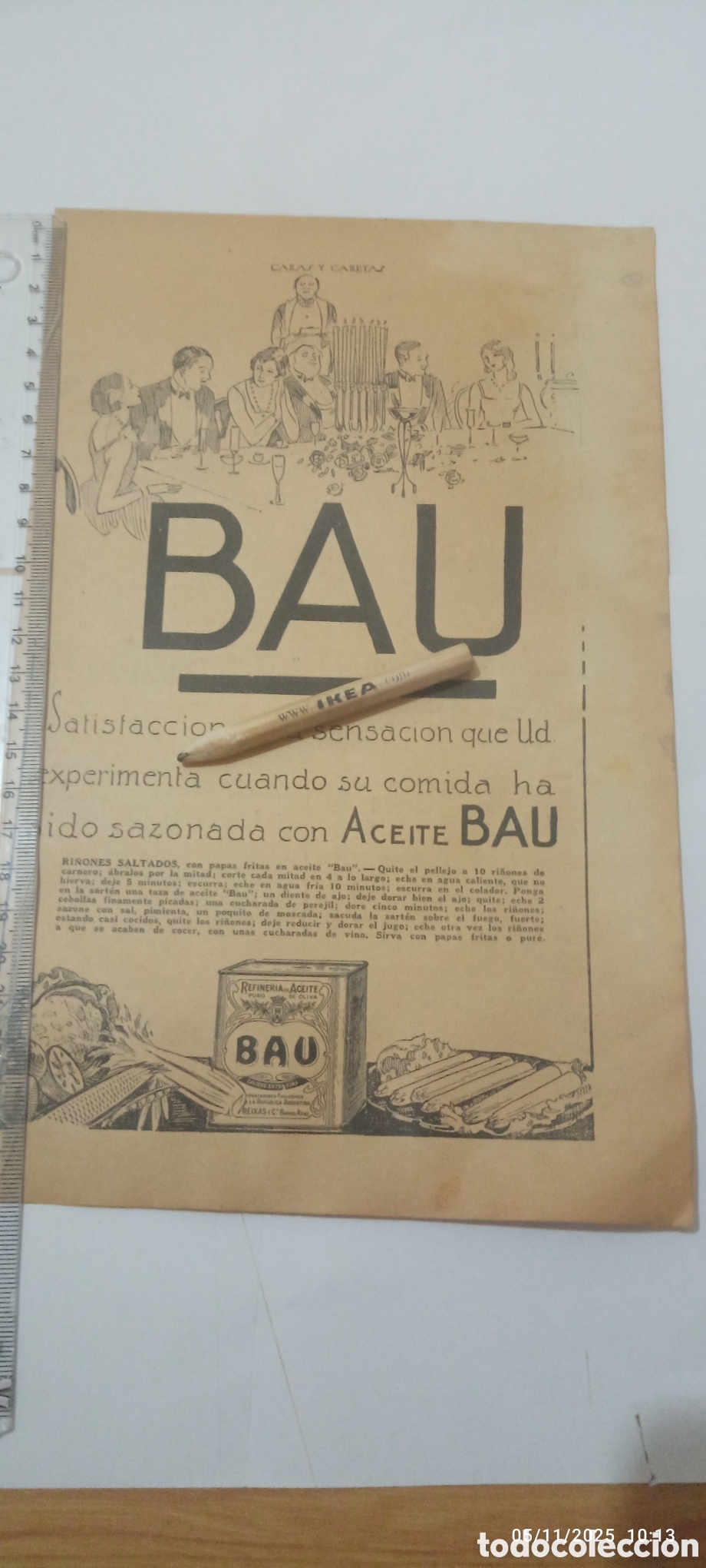 Sammelleidenschaft Andere Papierartikel: RECORTE PUBLICIDAD ACEITE BAU A&Ntilde;O 1933 A2
