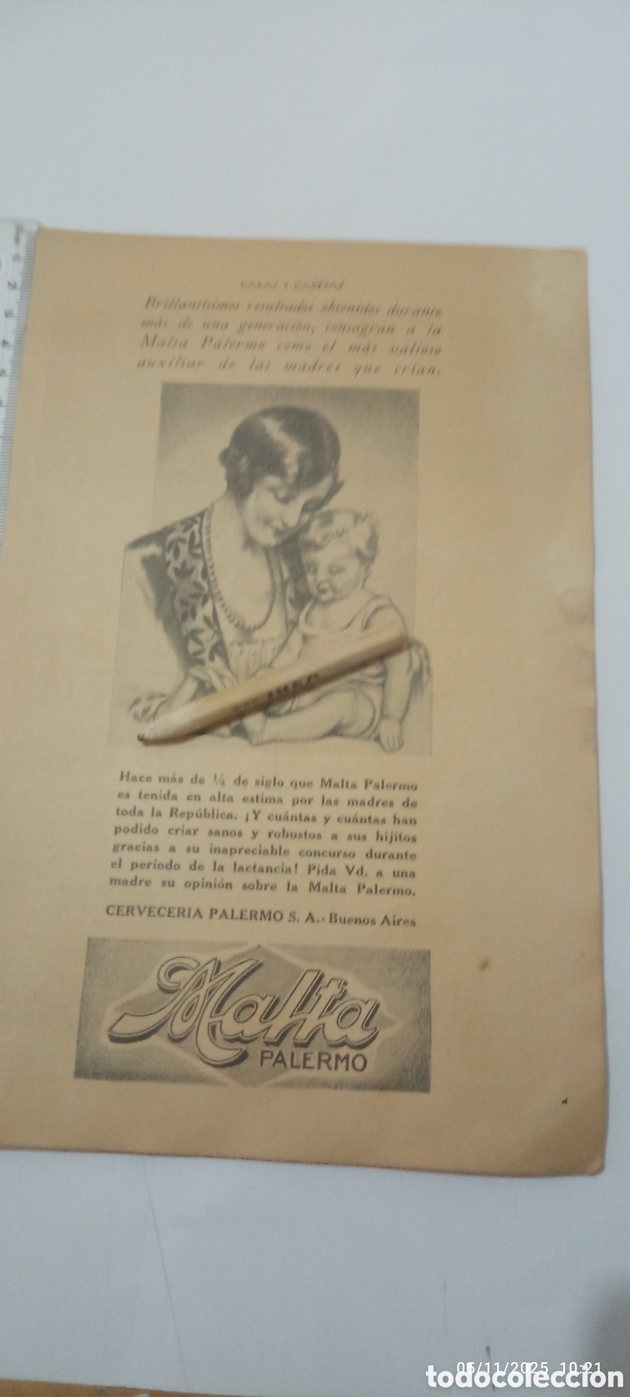 Sammelleidenschaft Andere Papierartikel: RECORTE PUBLICIDAD CERVEZA MALTA PALERMO A&Ntilde;O 1933 A2
