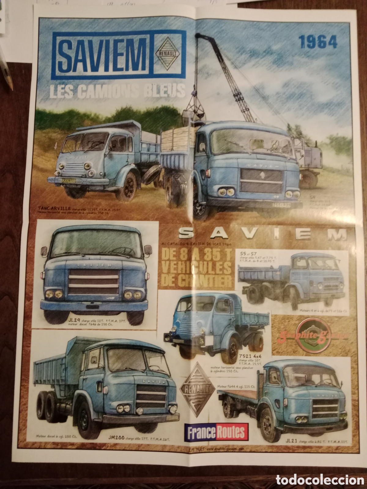 Otros Art&iacute;culos de Coleccionismo en Papel: Poster cami&oacute;n saviem Renault france routes