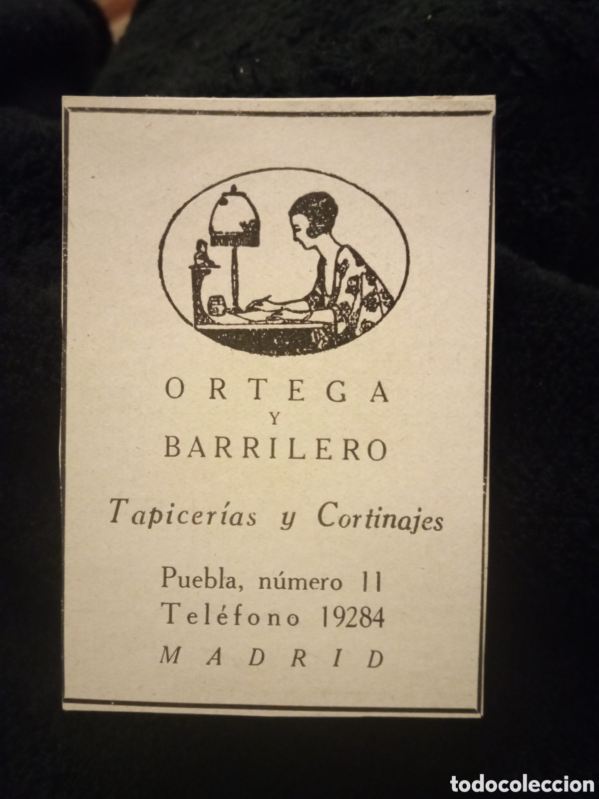 Otros art&iacute;culos de coleccionismo en papel: Antiguo recorte publicidad Ortega y Barrilero, Tapicer&iacute;as y Cortinajes, Madrid, mide 83x57mm