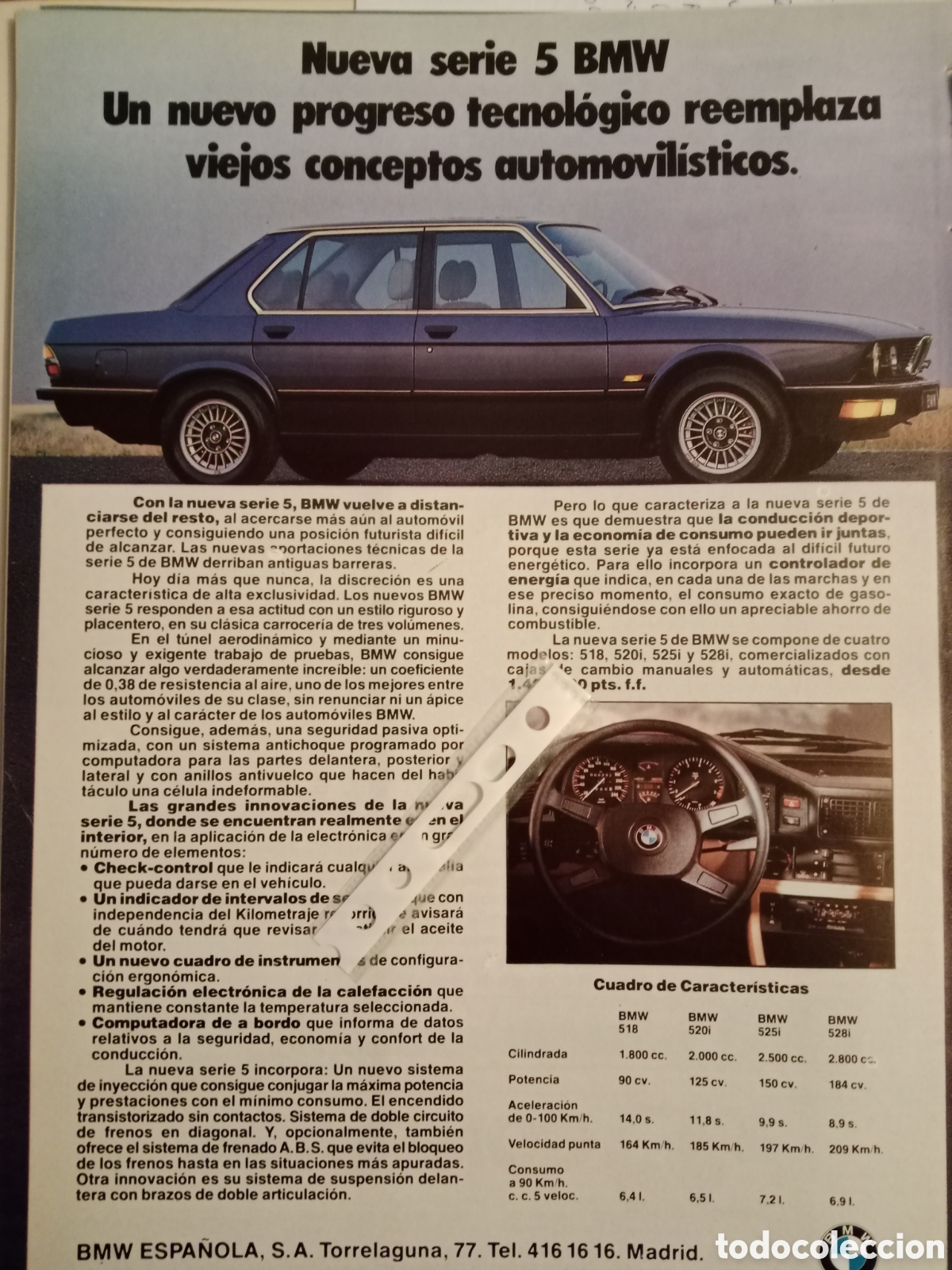Otros Art&iacute;culos de Coleccionismo en Papel: Publicidad autom&oacute;vil BMW de 1981