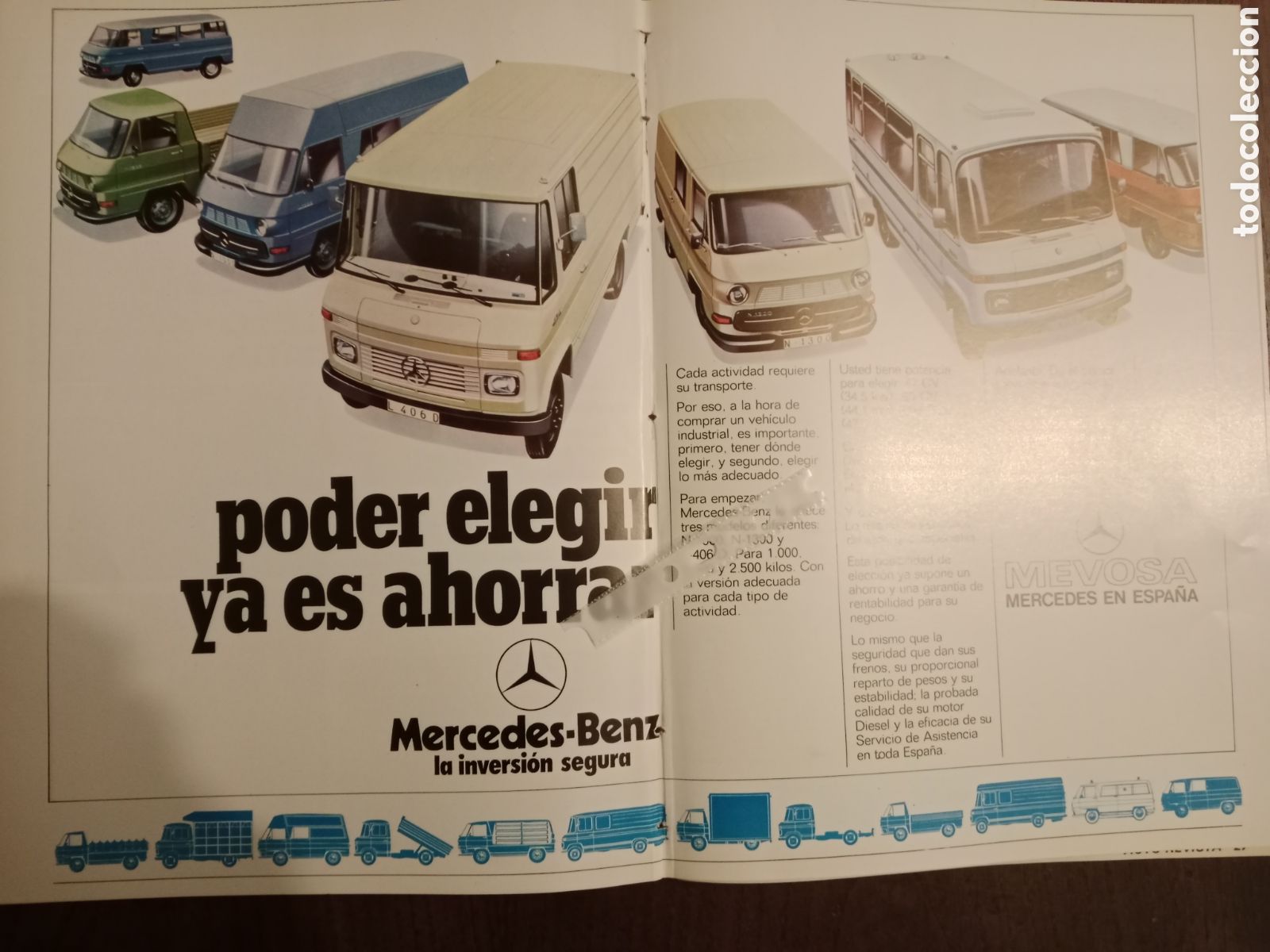 Outros artigos de papel: Publicidad furgoneta mercedes Benz mevosa de 1979