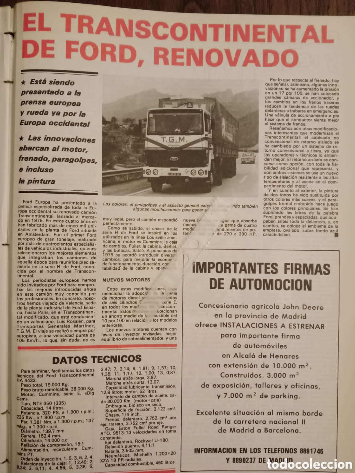 Outros artigos de papel: Reportaje cami&oacute;n Ford transcontinental de 1979