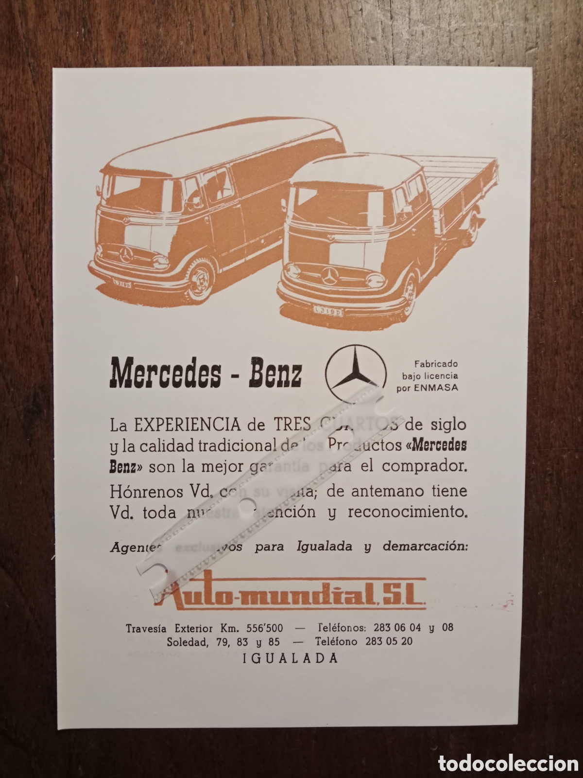 Outros artigos de papel: Publicidad furgoneta mercedes Benz de 1965