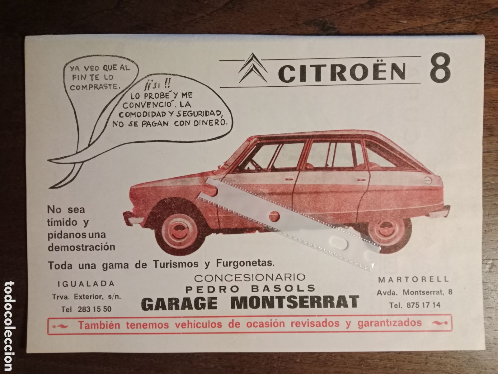 Otros Art&iacute;culos de Coleccionismo en Papel: Publicidad autom&oacute;vil Citroen 8 de 1971