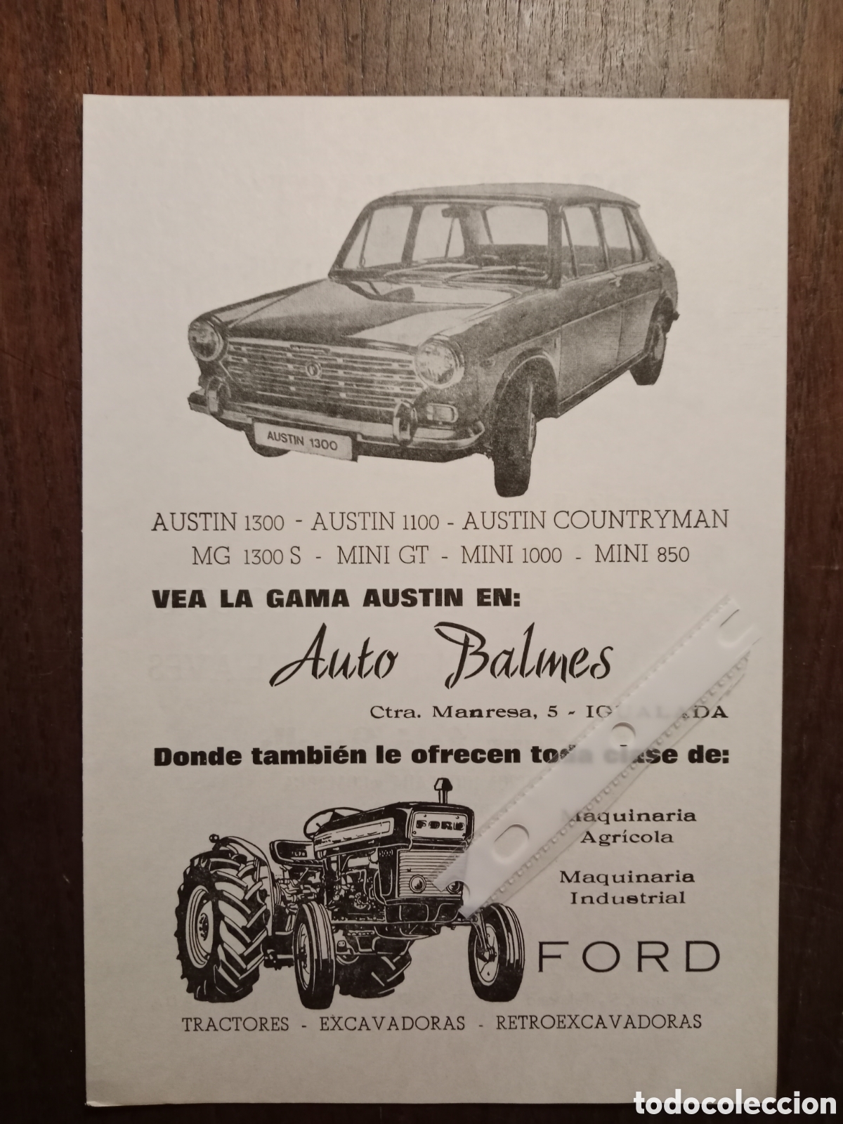 Outros artigos de papel: Publicidad autom&oacute;vil mini Austin de 1972
