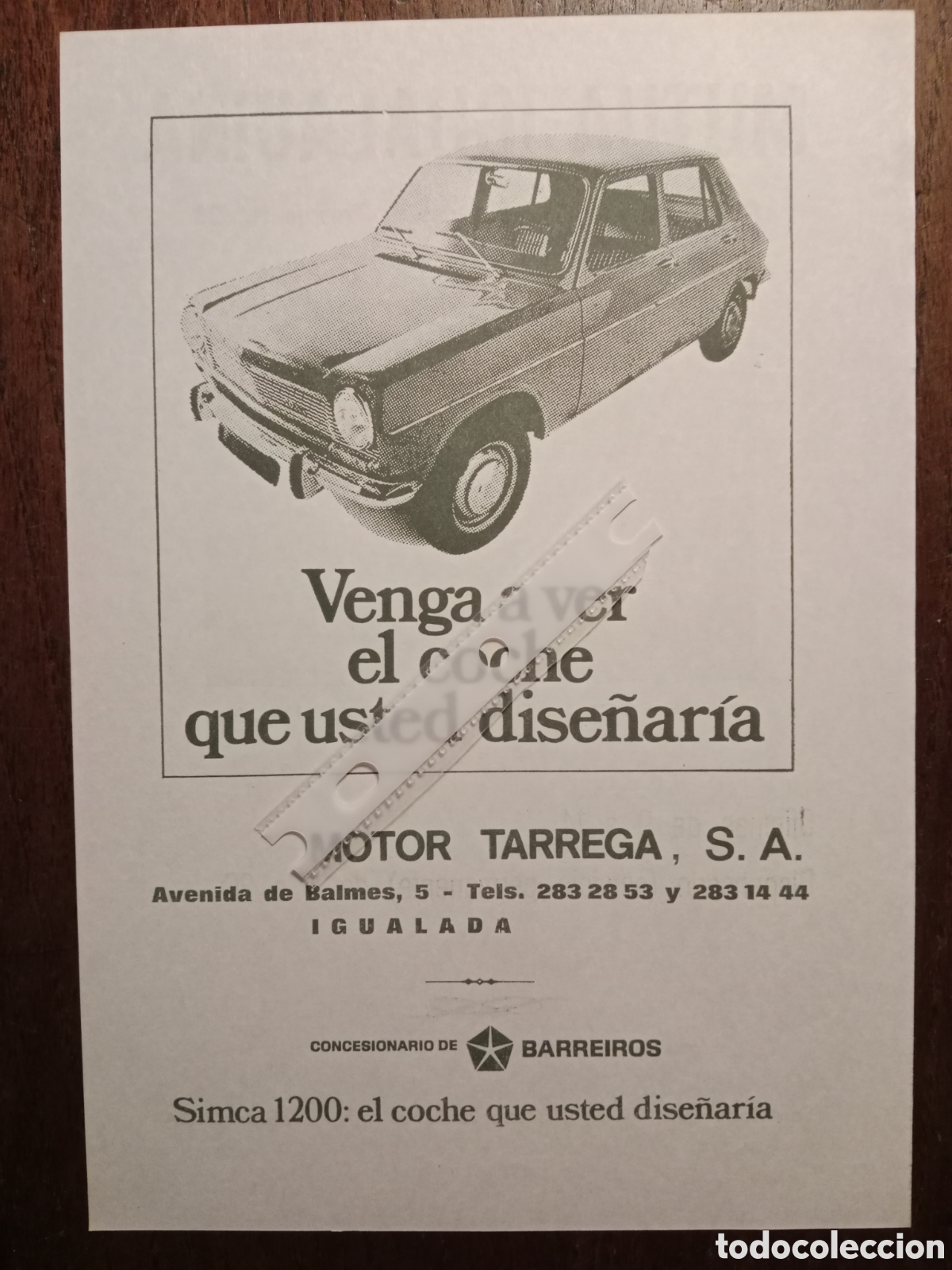 Outros artigos de papel: Publicidad autom&oacute;vil Simca 1200 de 1970 Barreiros